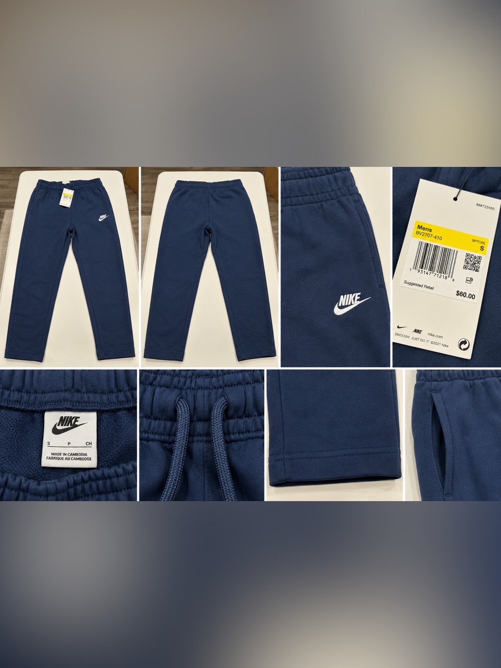 Nike Men's Navy Blue Fleece Joggers small